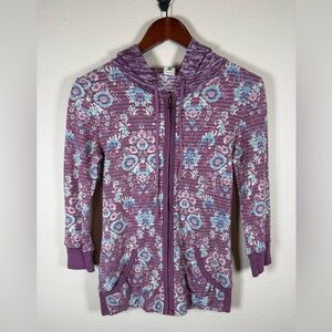 Free People Floral Paisley 3/4 Sleeve Full Zip Hoodie Women's M Y2K